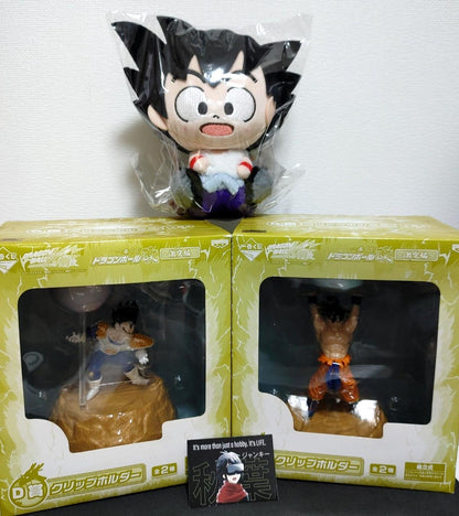 Dragon Ball Goku Vegeta Ichiban Kuji Clip Holder Anime Figure Plush JAPAN LOT