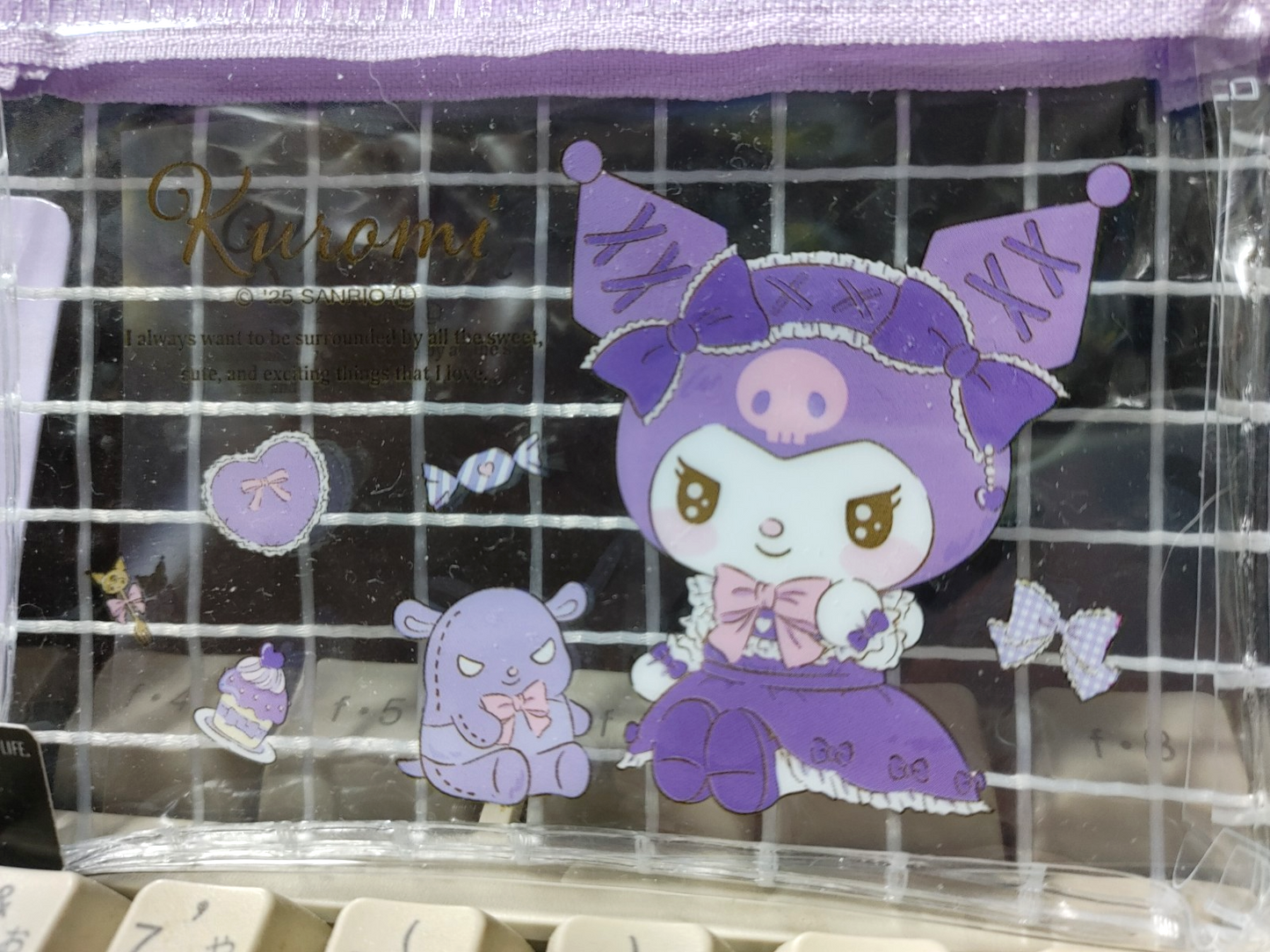 Hello Kitty Sanrio Kuromi Mesh Case Holder Accessory Kawaii Purple JAPAN