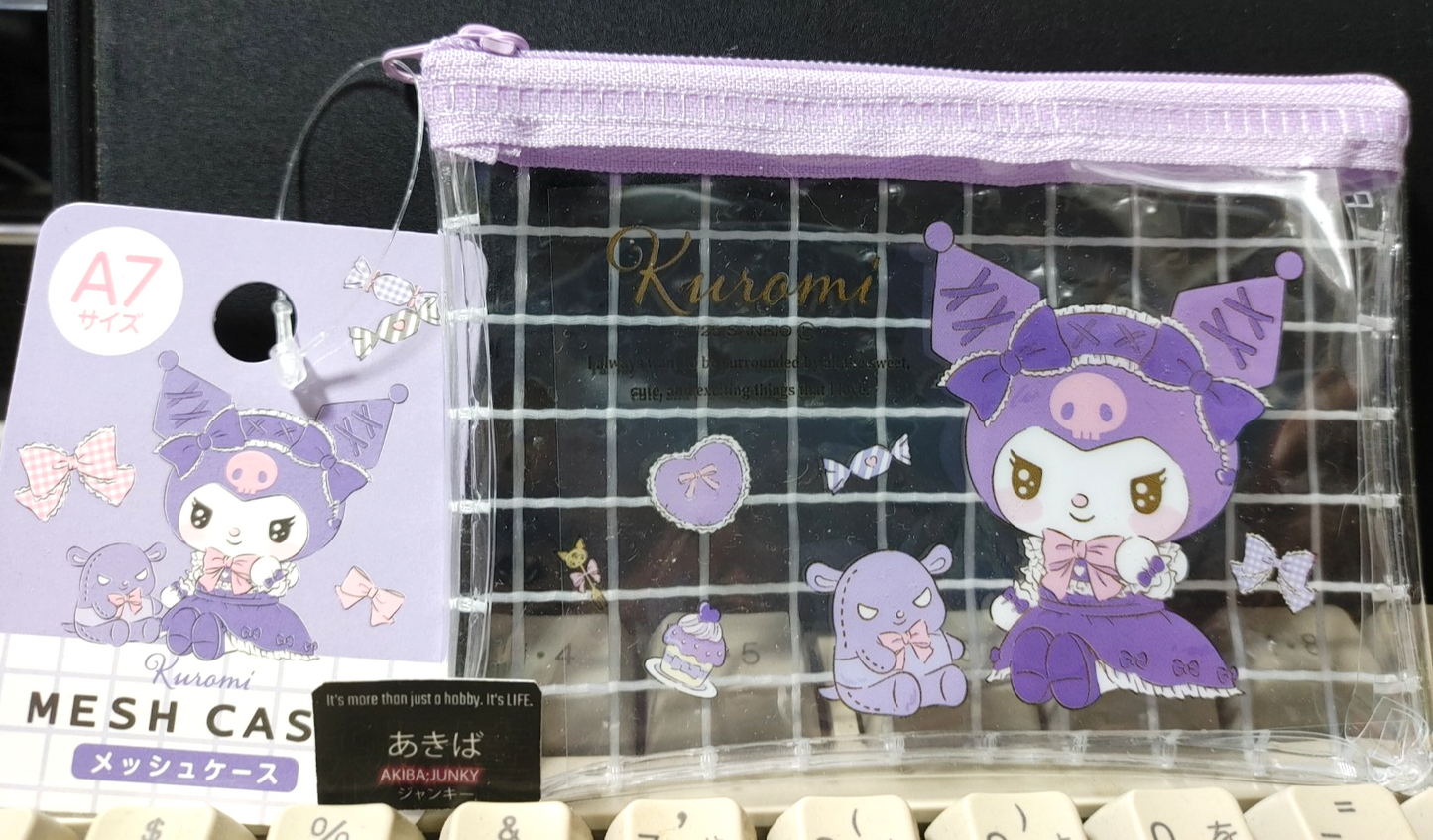 Hello Kitty Sanrio Kuromi Mesh Case Holder Accessory Kawaii Purple JAPAN