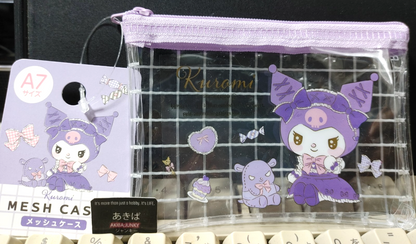 Hello Kitty Sanrio Kuromi Mesh Case Holder Accessory Kawaii Purple JAPAN