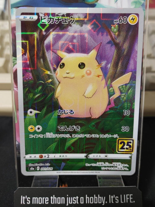 Pokemon Card Japanese Pikachu Reverse Holo 001/028 S8a 25th Anniversary Japan