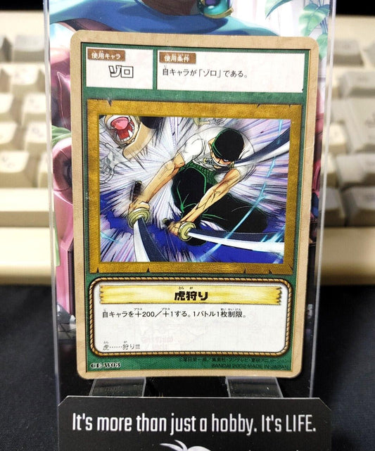 One Piece Bandai Carddass Card Zoro CE-W03 Japanese Retro Vintage Japan